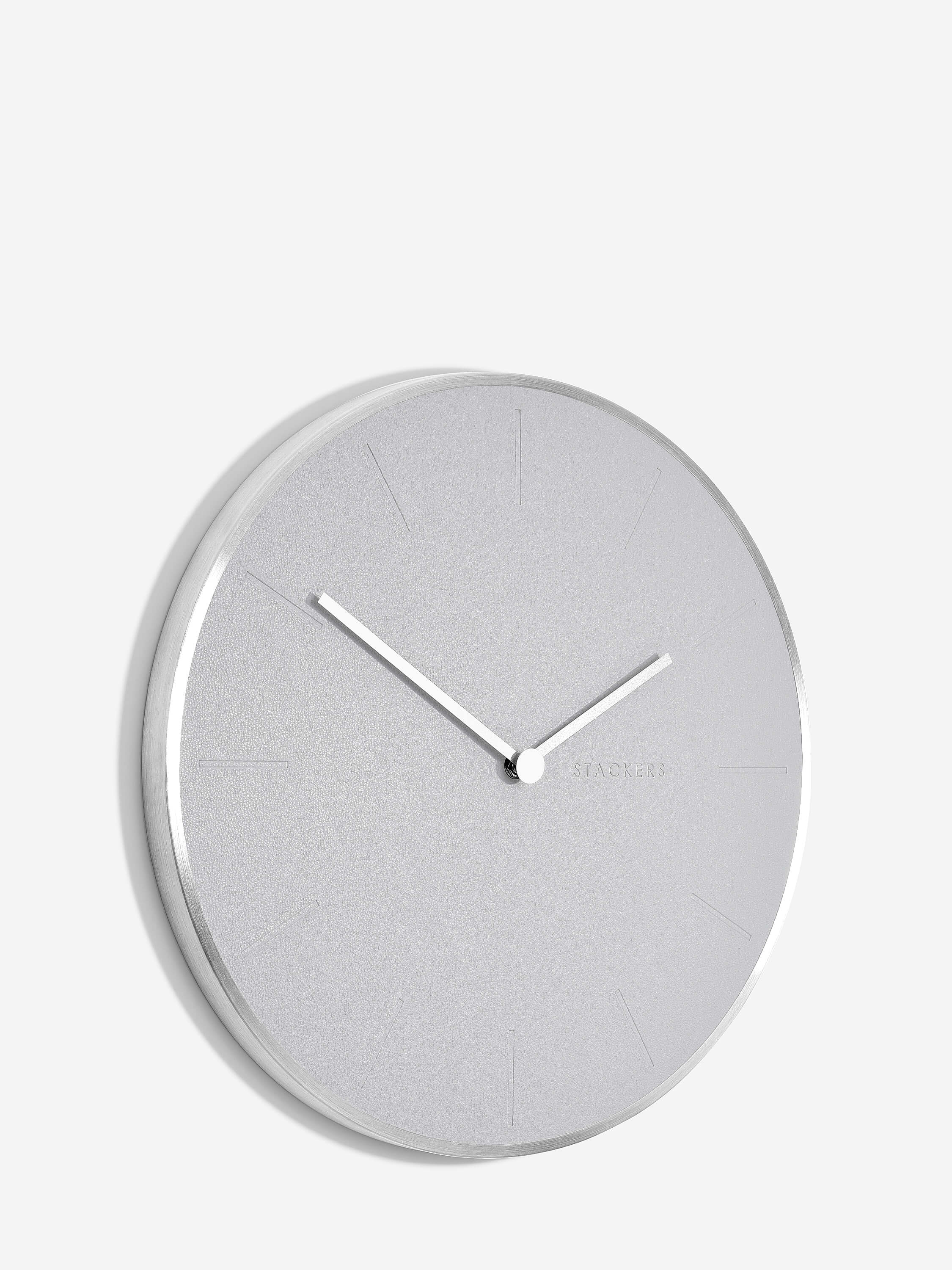 Brushed Chrome & Grey PU Clock