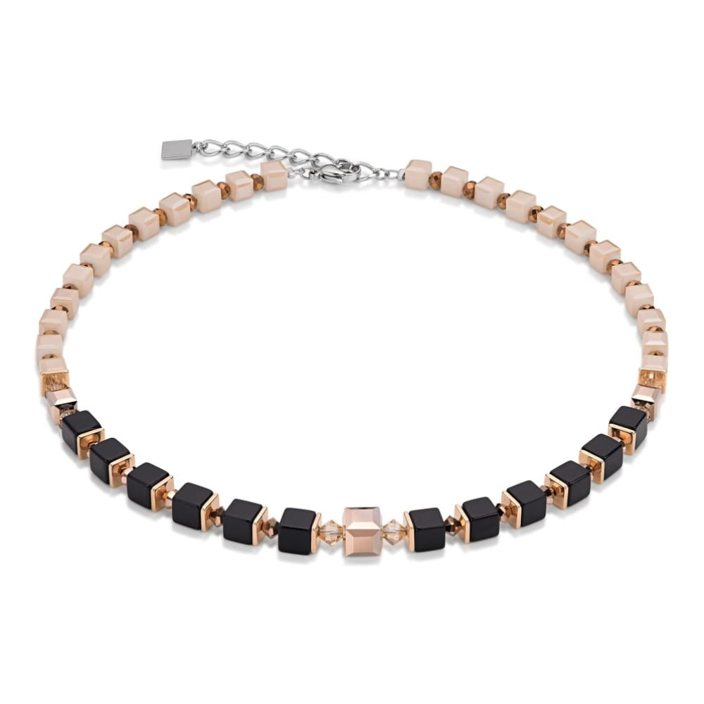 Gold & Black Geo Cube Necklace