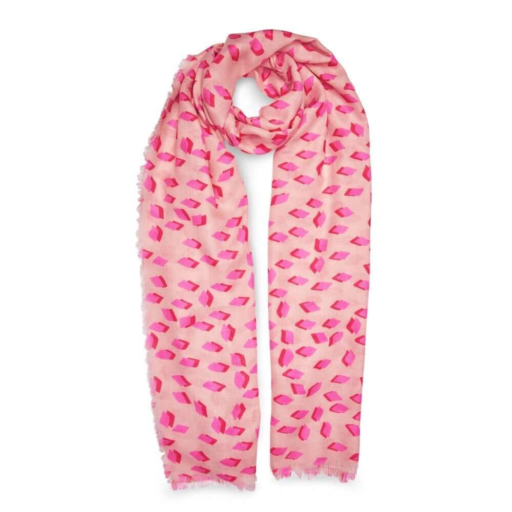 Printed Scarf | Diamond Print | Pink