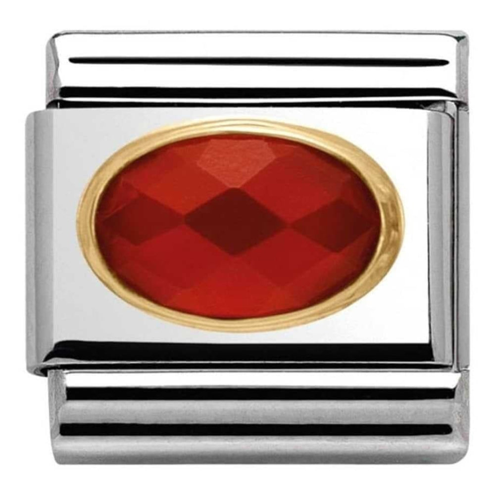 Red Agate Gold & Stainless Steel Classic Charm