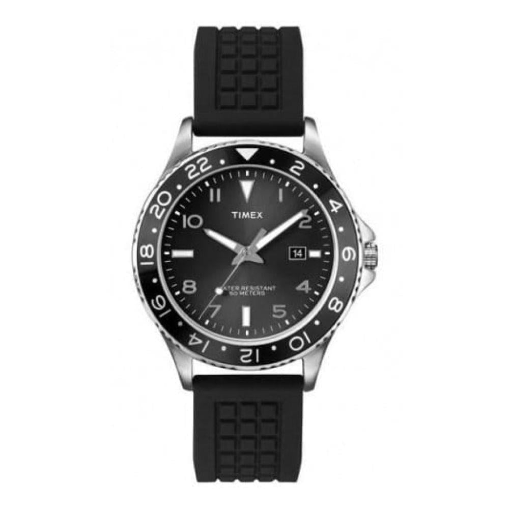 Gents Black Rubber & Dial Watch