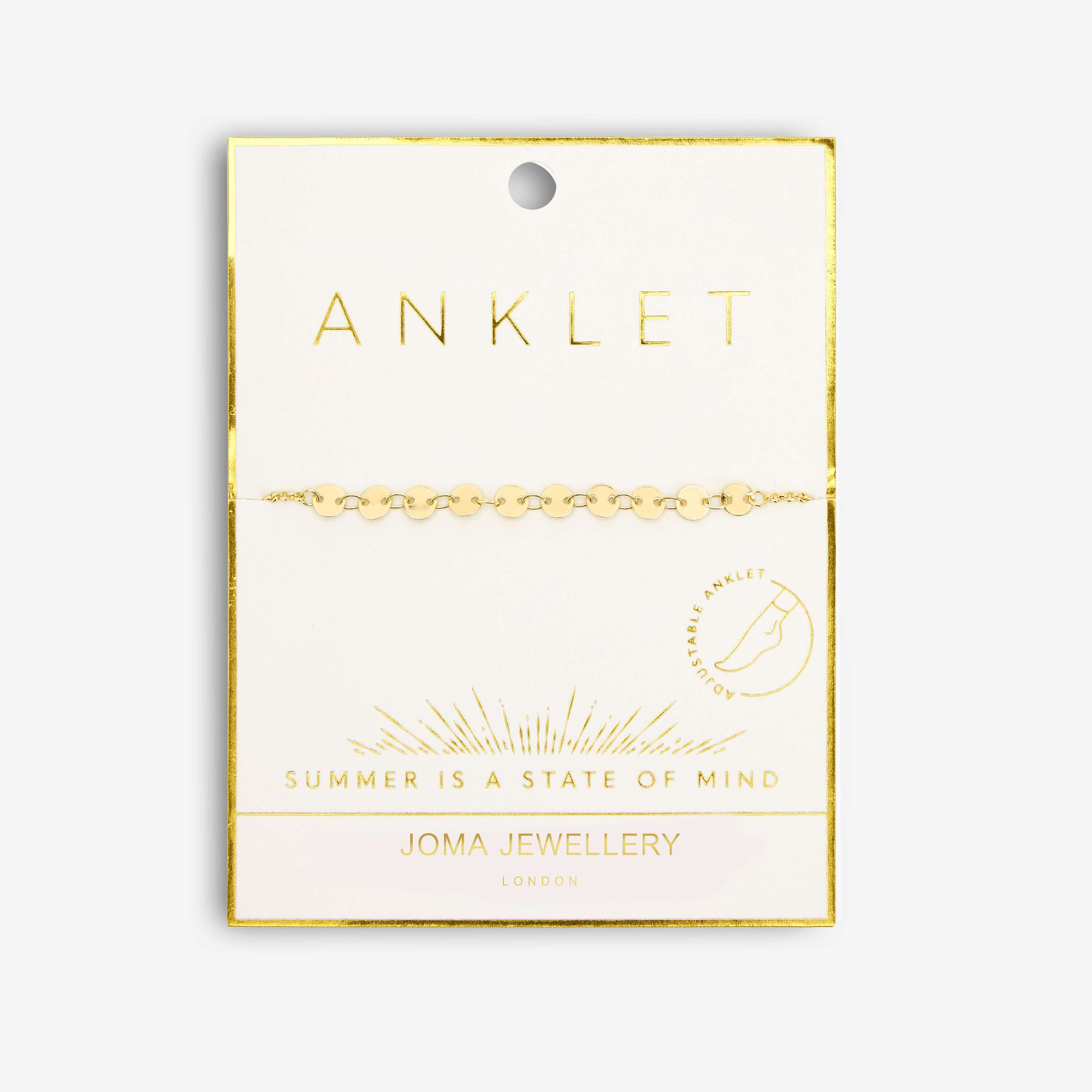 Anklet | Gold Disc Chain | Gold | 26cm Adjustable