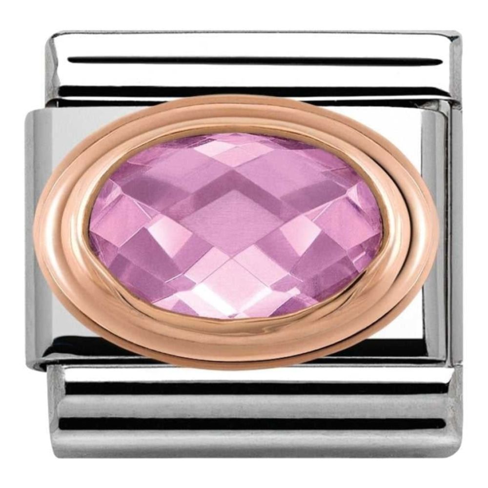 Classic Rose Set Pink Stone CZ Link