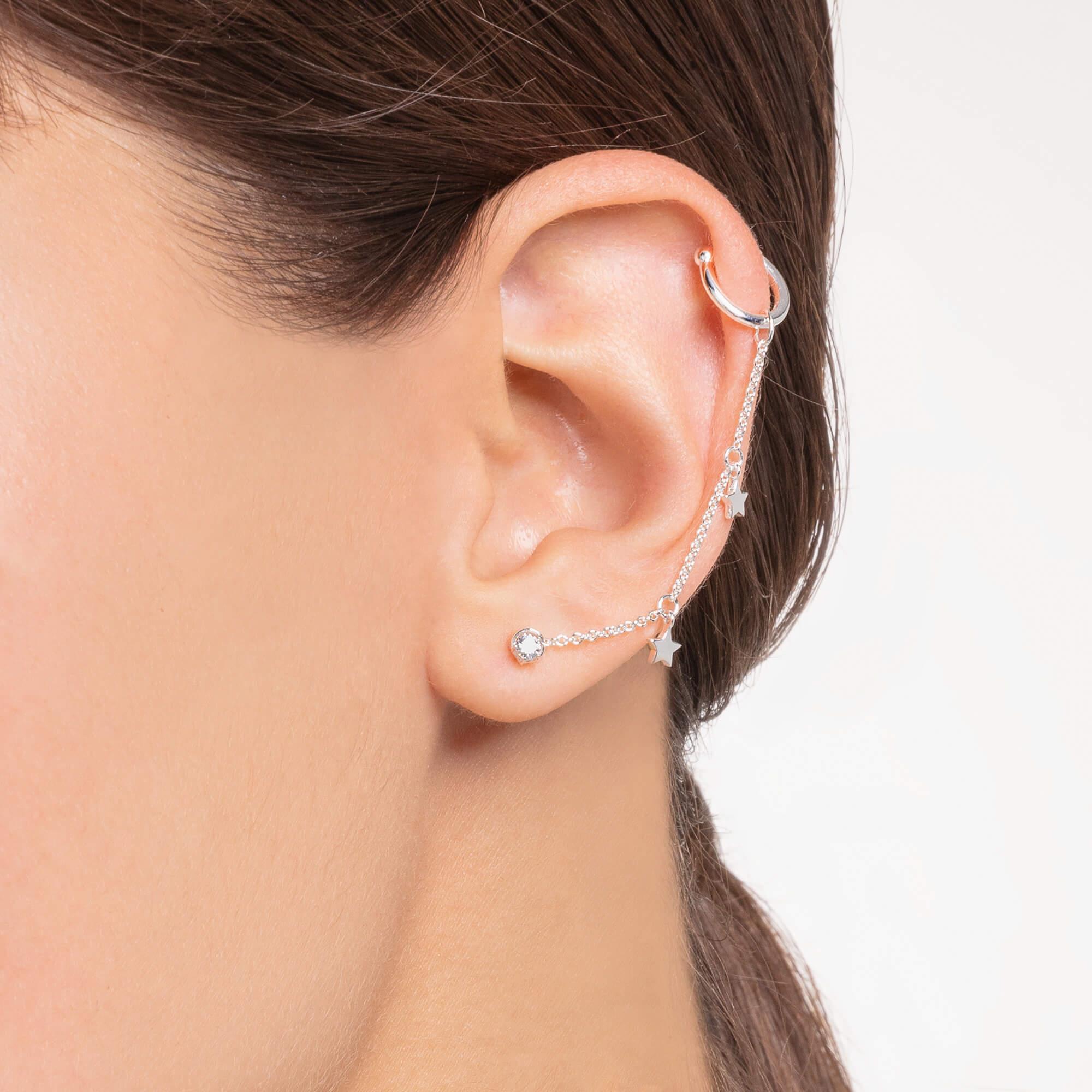 Small Single Ear Stud With CZ