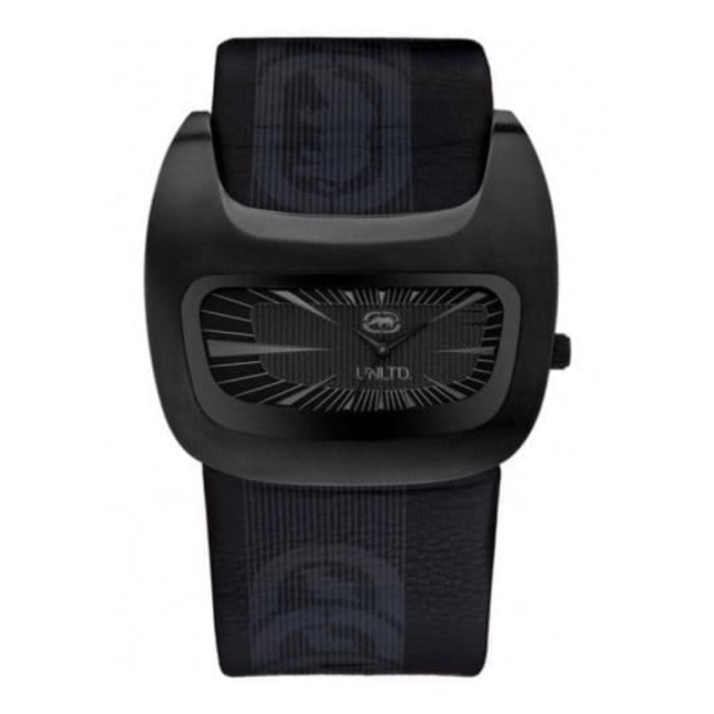 Gents The Galactica Black Leather Strap Watch