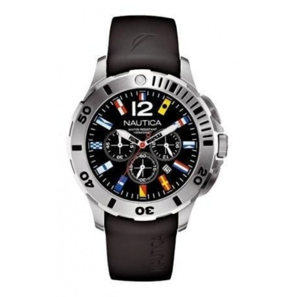 Gents BDF Black Rubber Dive Style Flag Watch