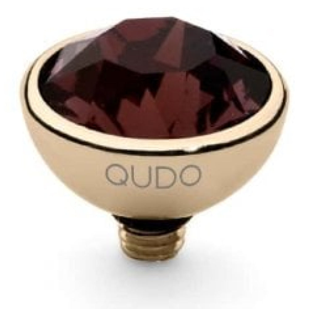Famosa Gold 10mm Bottone Ring Top Burgundy