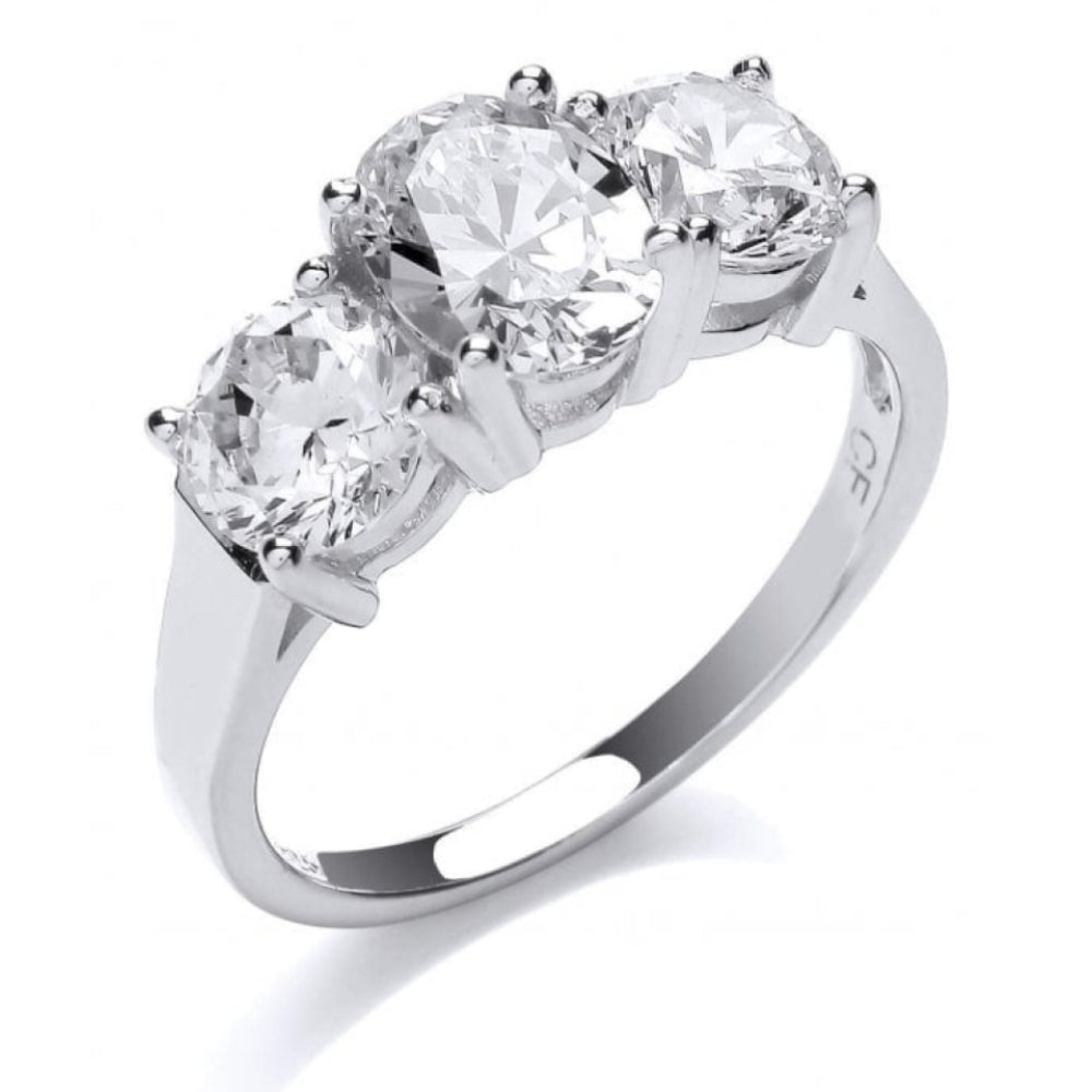 Triple CZ Ring On Plain Band