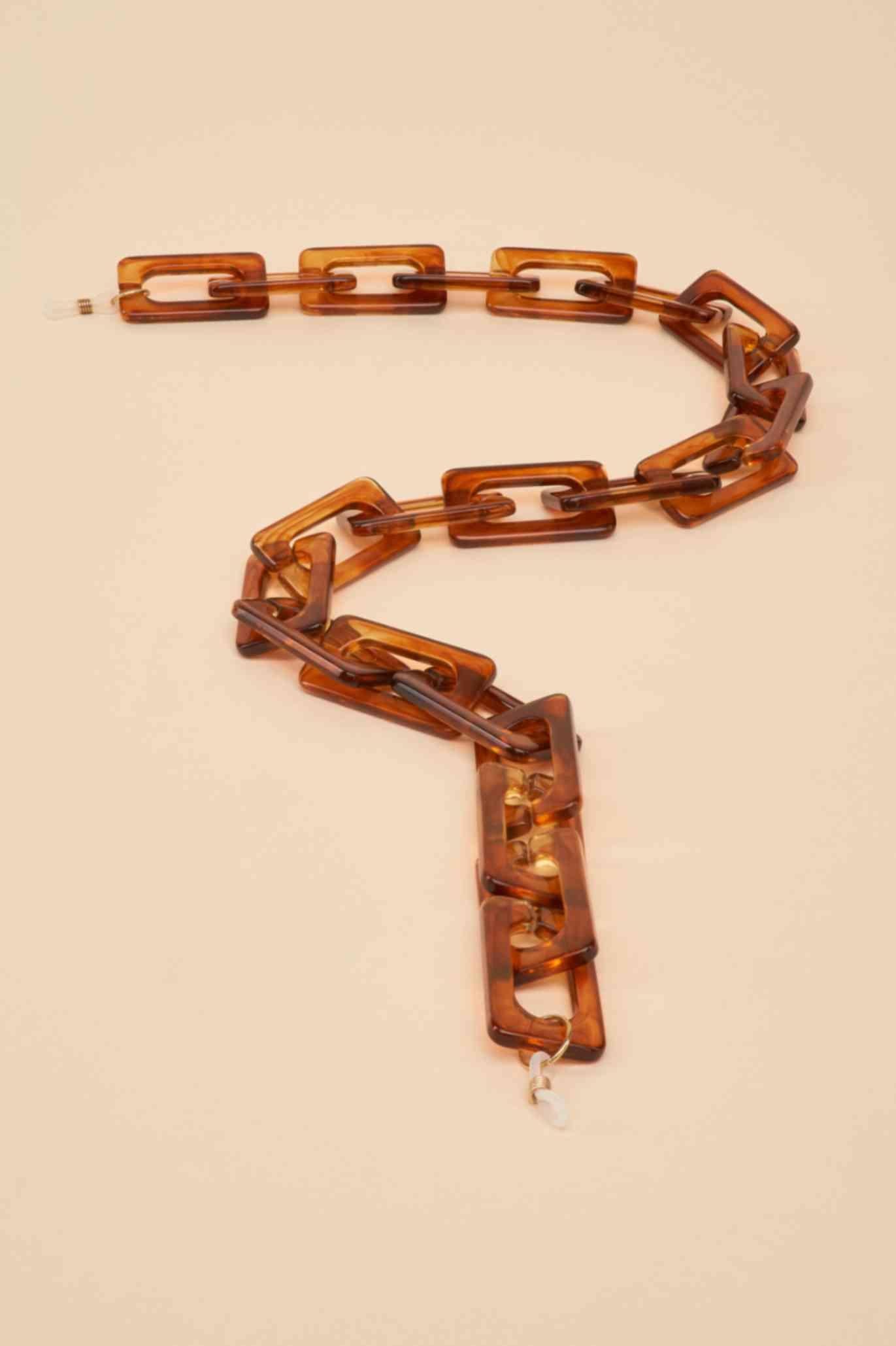 Rectangle Block Sunglasses Chain - Tortoiseshell