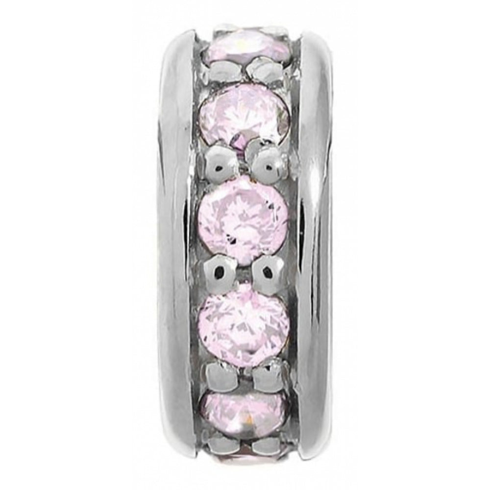 Pink CZ Stone Sterling Silver Ring Charm