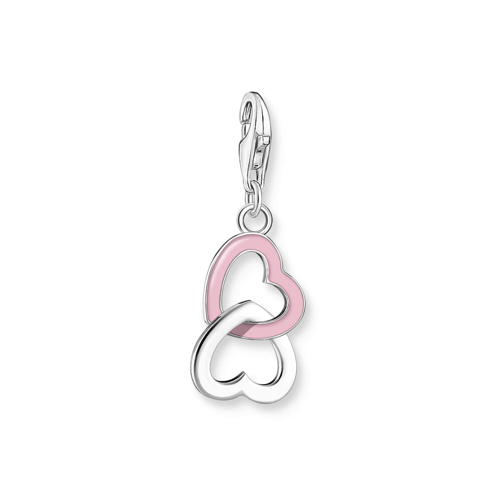Intertwined Pink Heart Charm Pendant