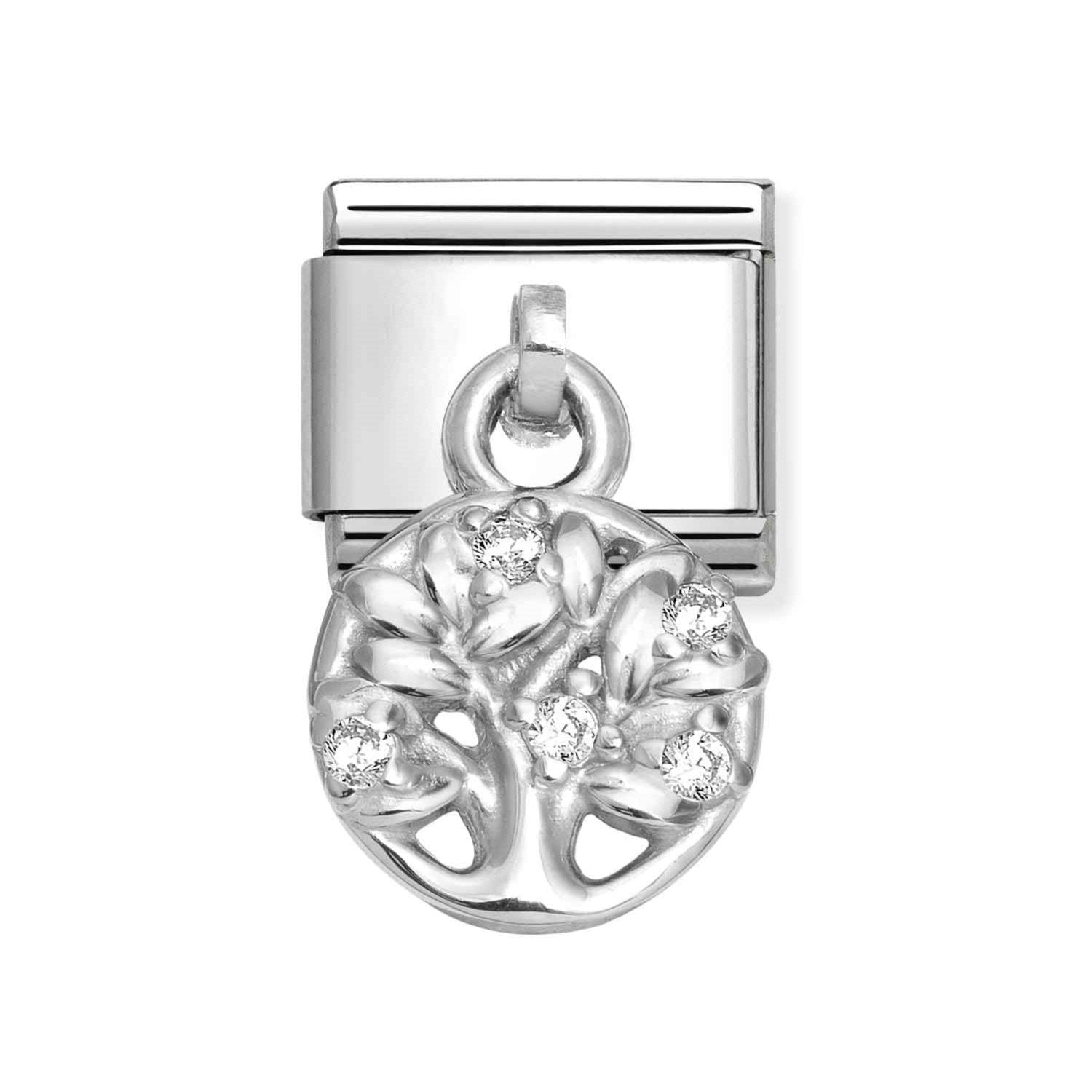 Composable Classic Link With Tree of Life Charm in 925 Silver With White CZ
