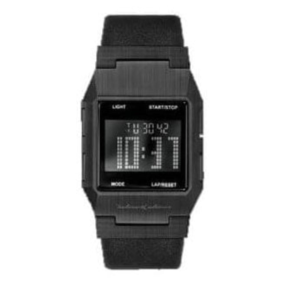 Black Square Dial With Black Leather Strap Retro Gents Digital Watch