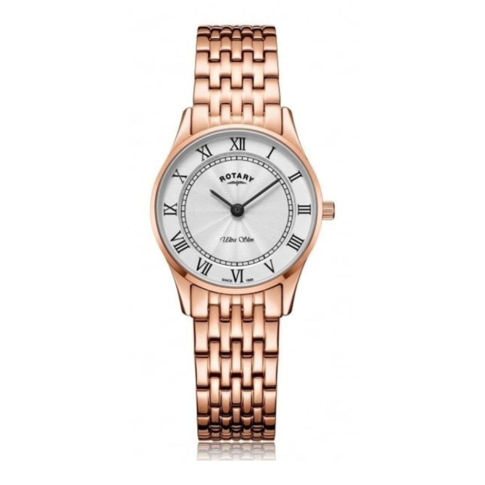 Rotary Ultra Slim Rose Gold Stainless Steel Watch