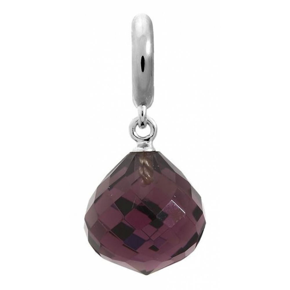 Plum Crystal Drop Sterling Silver Charm