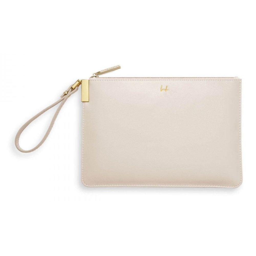 Bride Secret Message Pouch | Love Laughter & A Happy Ever After | Metallic White | 16 X 24cm