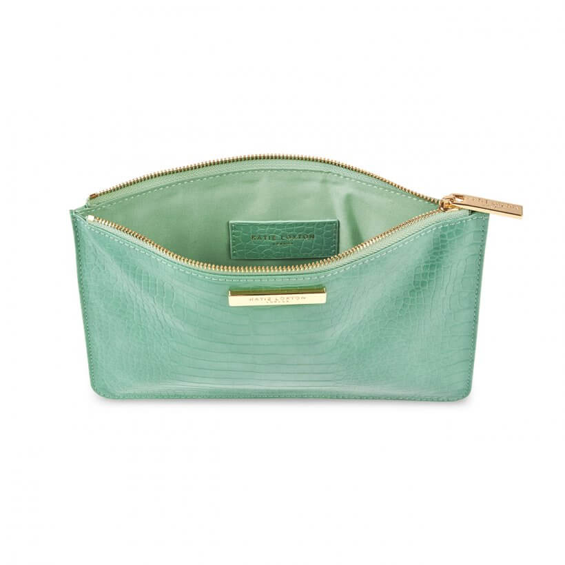 Celine Faux Croc Perfect Pouch | Mint Green