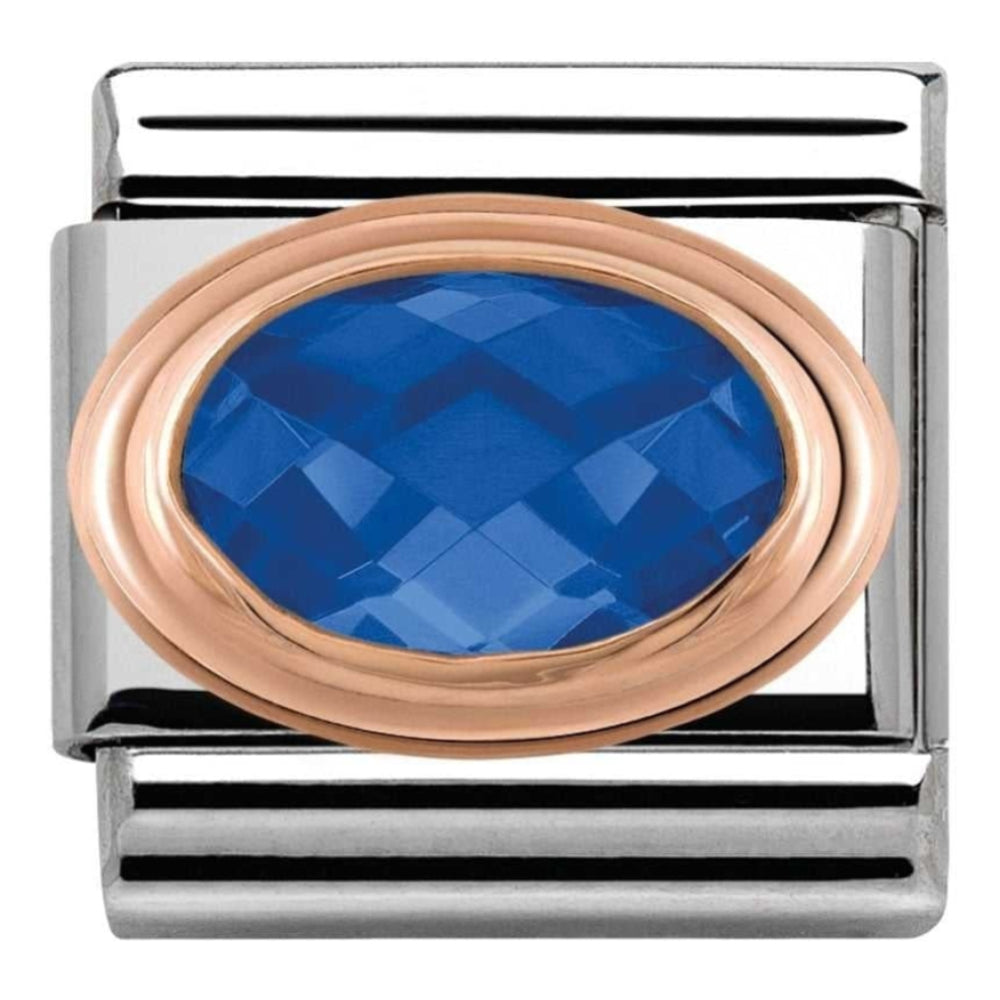 Classic Rose Gold Blue CZ Link