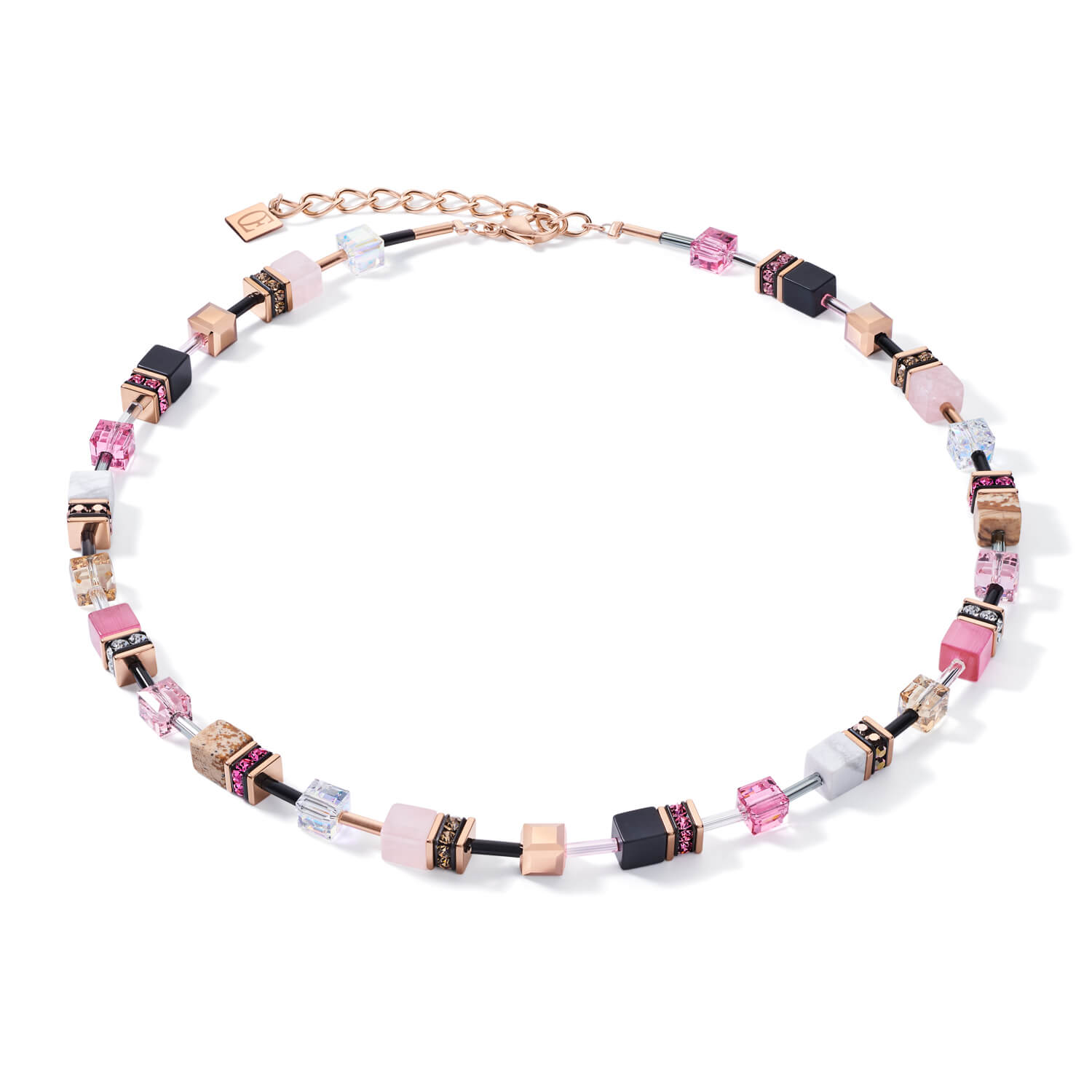 Swarovski Crystals & Gemstones Rose-Beige Geo Cube Necklace