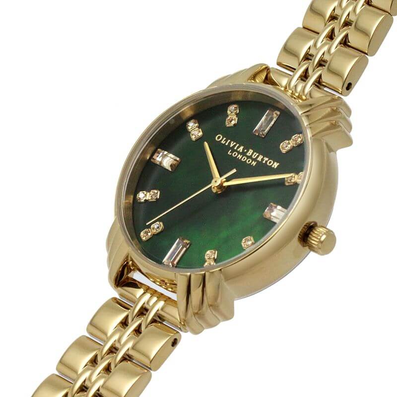 Art Deco Emerald & Gold Baguette Bracelet Watch