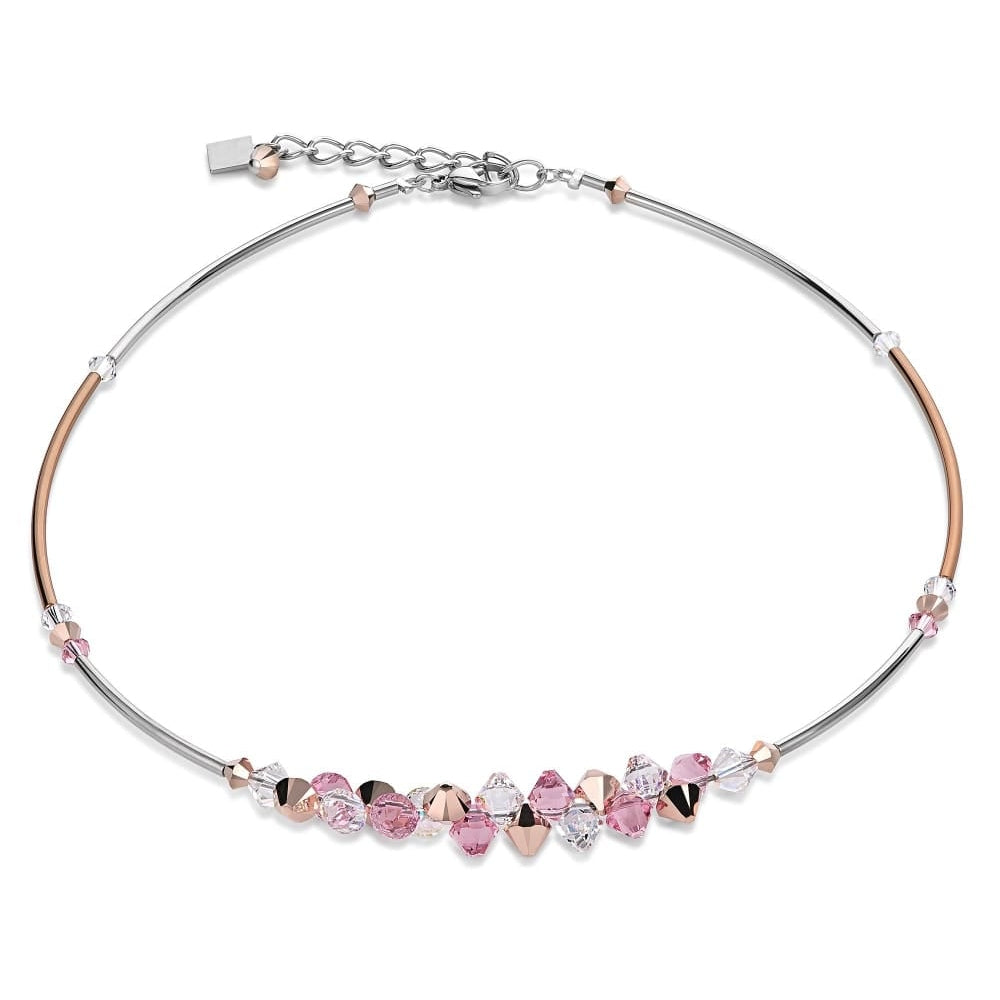 Ladies' Pink & Rose Gold Swarovski Crystal Cluster Necklace