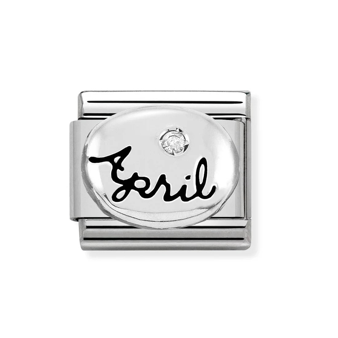 Composable Classic Steel & 925 Silver April Diamond Charm