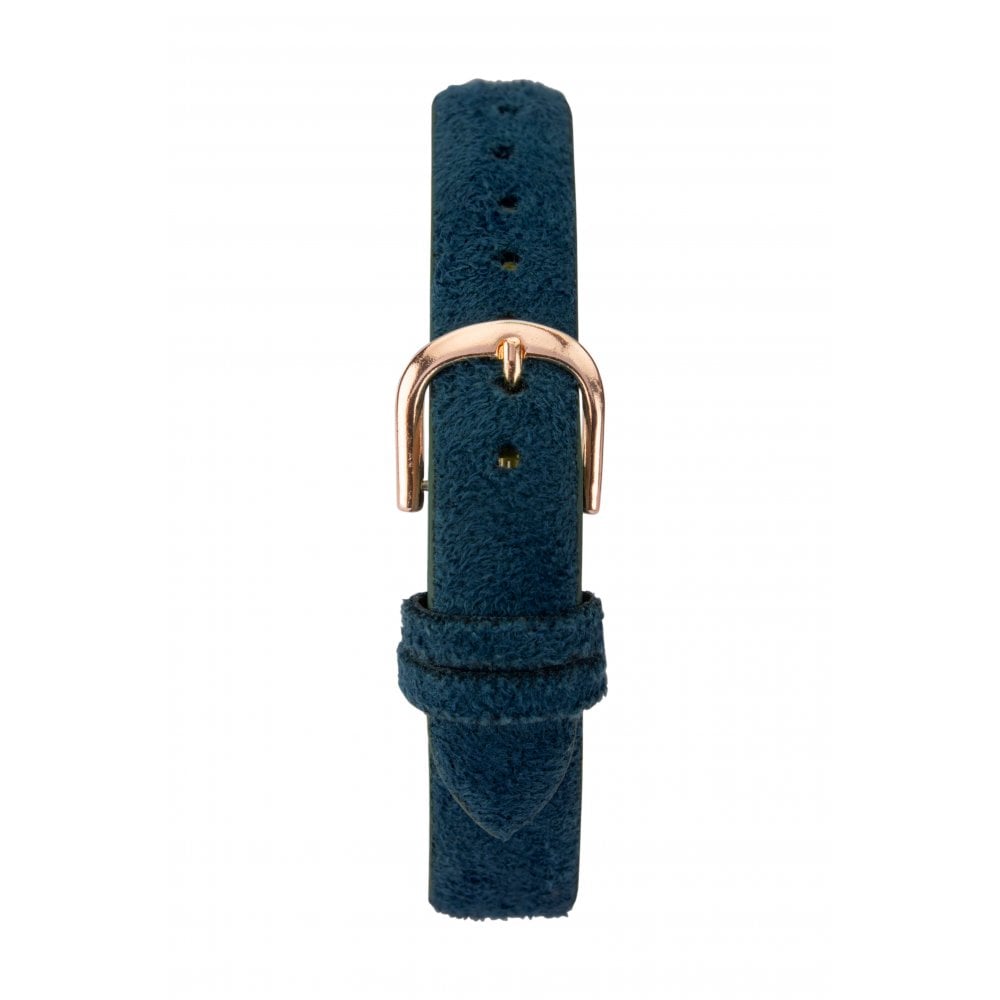 Rose Gold Plated Peacock Pattern Stone Set Dial With Dark Blue Strap Ladies Watch