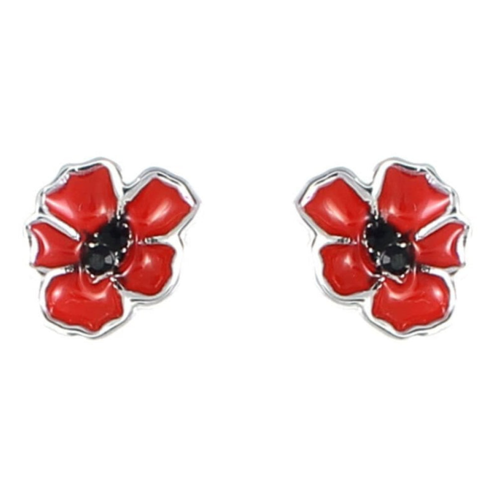 Enamel Poppy Stud Earrings