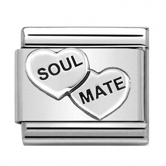 Composable Classic Oxidised Sterling Silver Soul Mates Hearts Link
