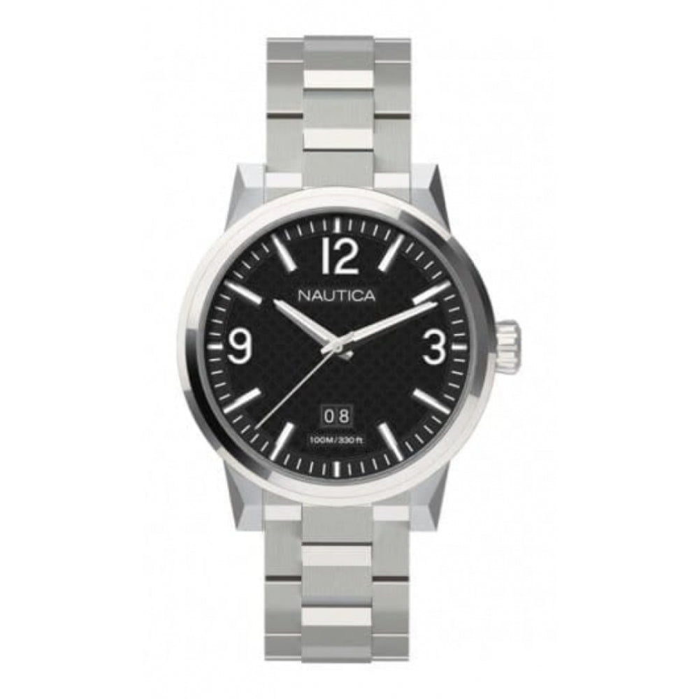 Gents Black Dial Big Date Stainless Steel Bracelet Watch