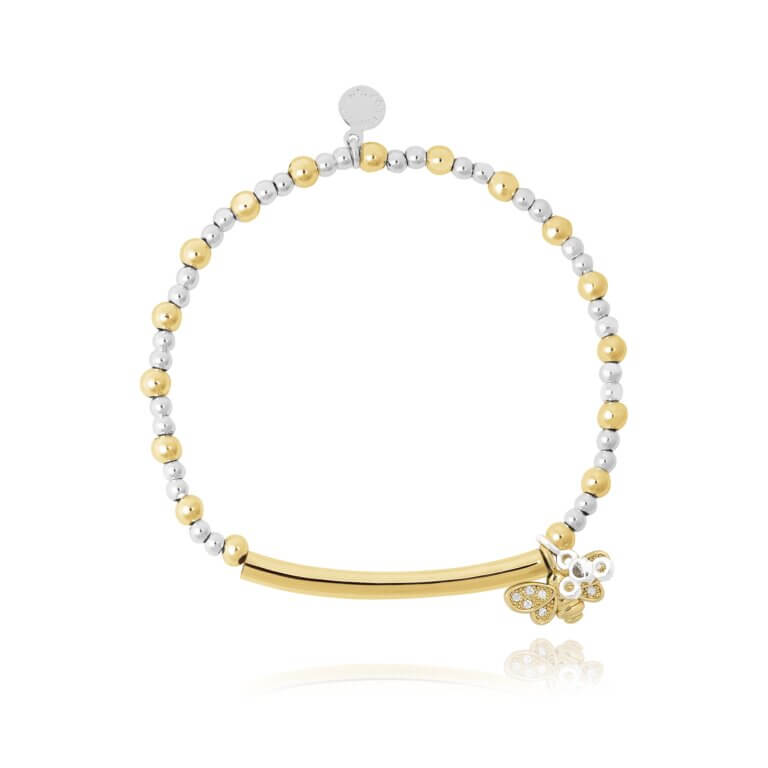 Bracelet Bar | Be Happy Be Bright Bee You | Silver And Gold | Bracelet | 17.5cm Stretch