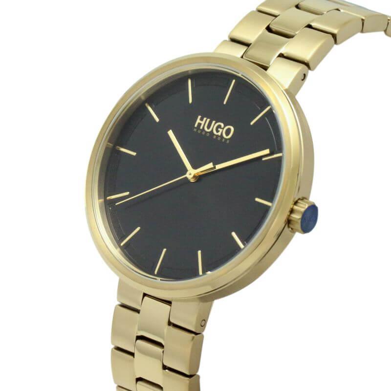 CRUSH Black Dial & Gold Tone Bracelet Strap Ladies Watch