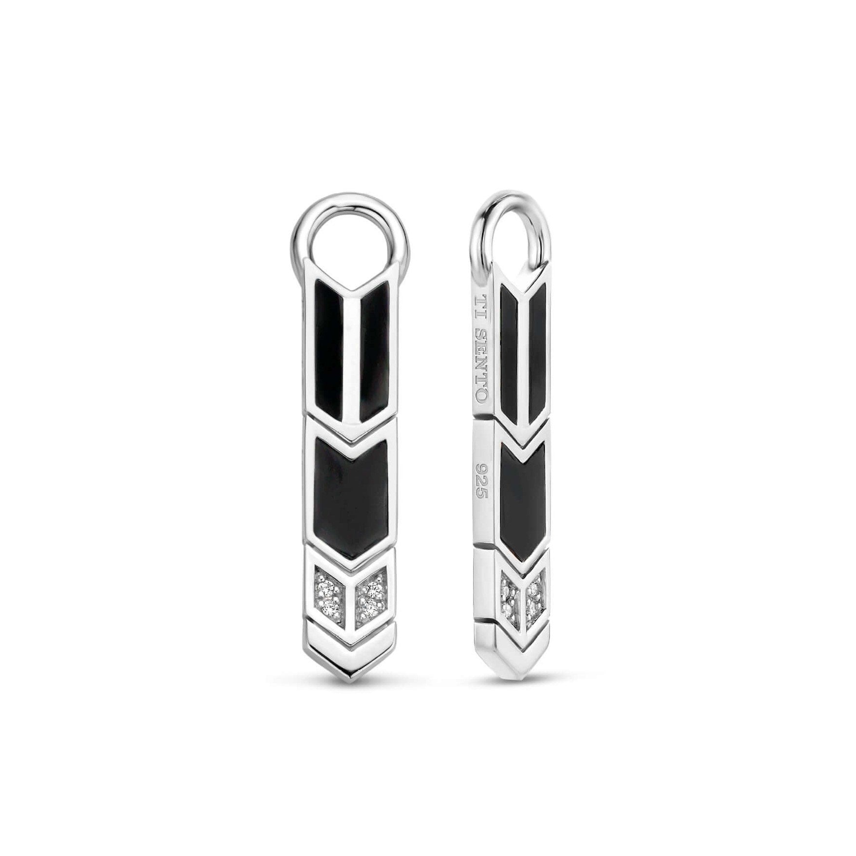 Black Onyx Feather Pattern Ear Charm