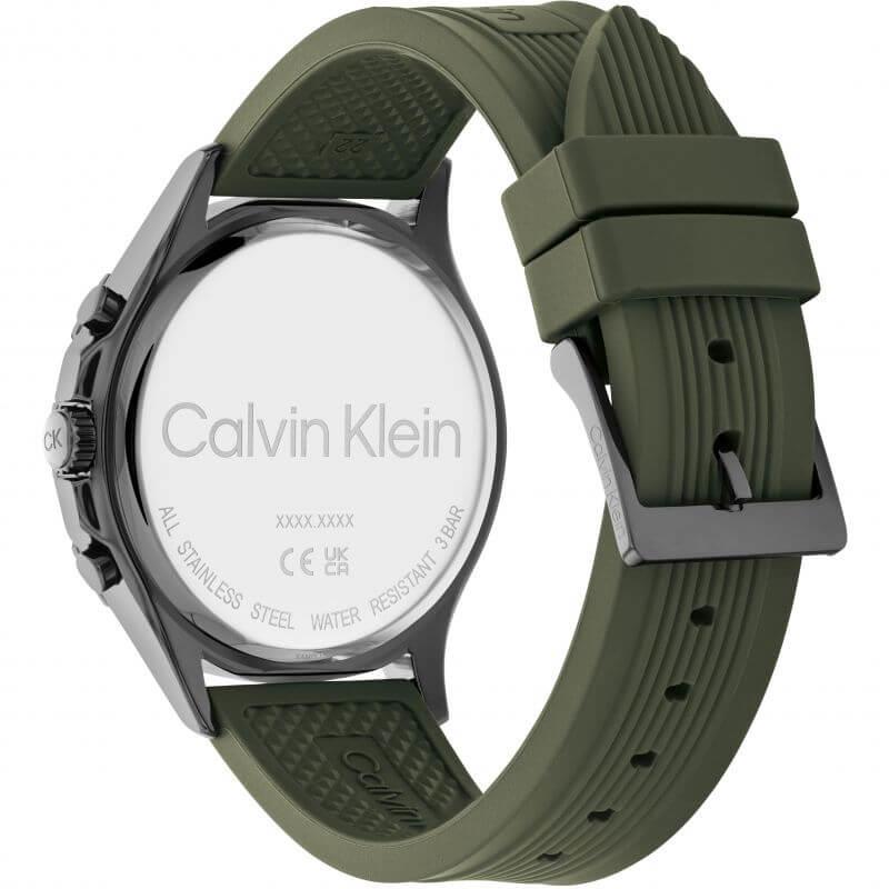 Sports Chronograph Black Dial Green Silicone Strap Gents Watch