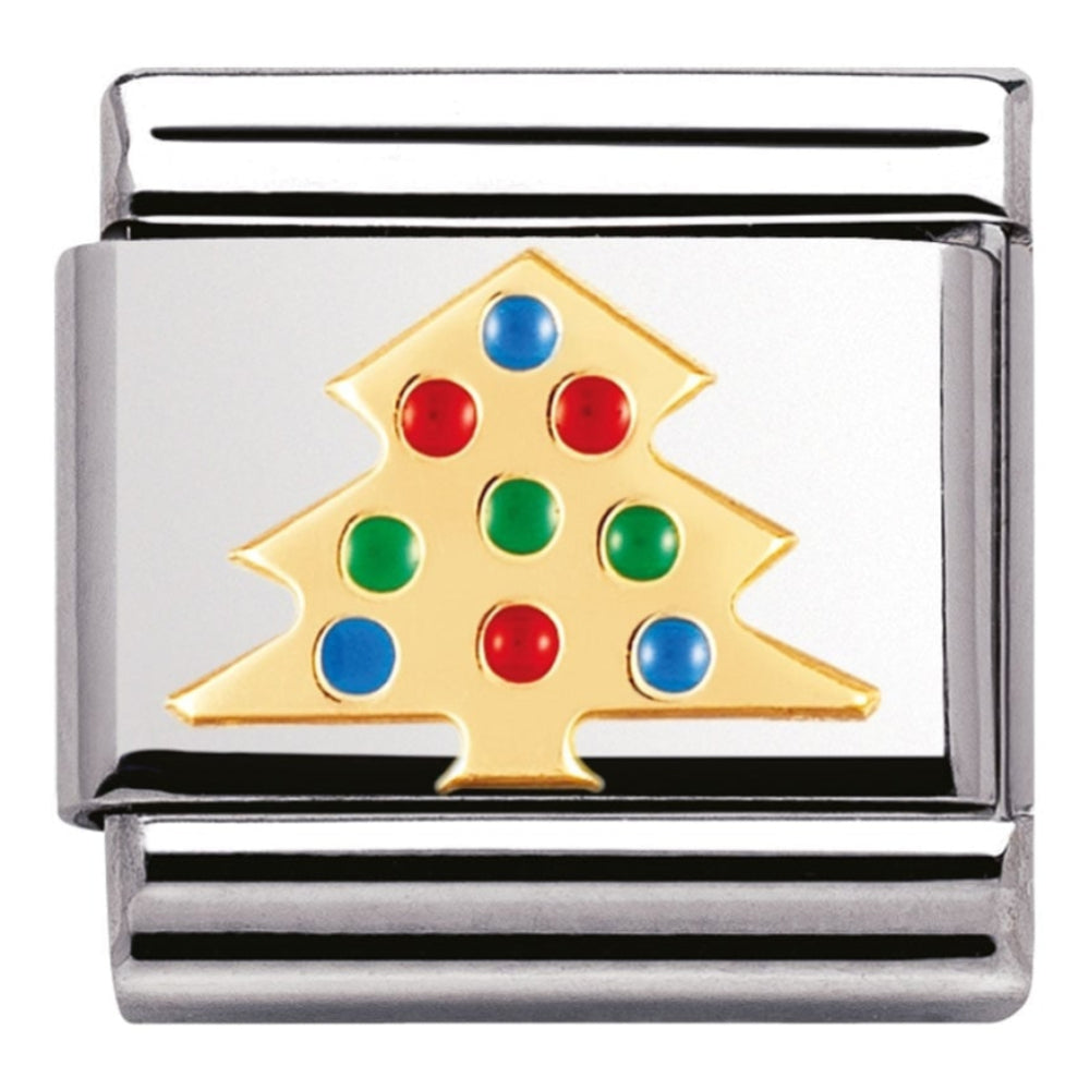 Classic 18ct Gold and Enamel Christmas Tree Link