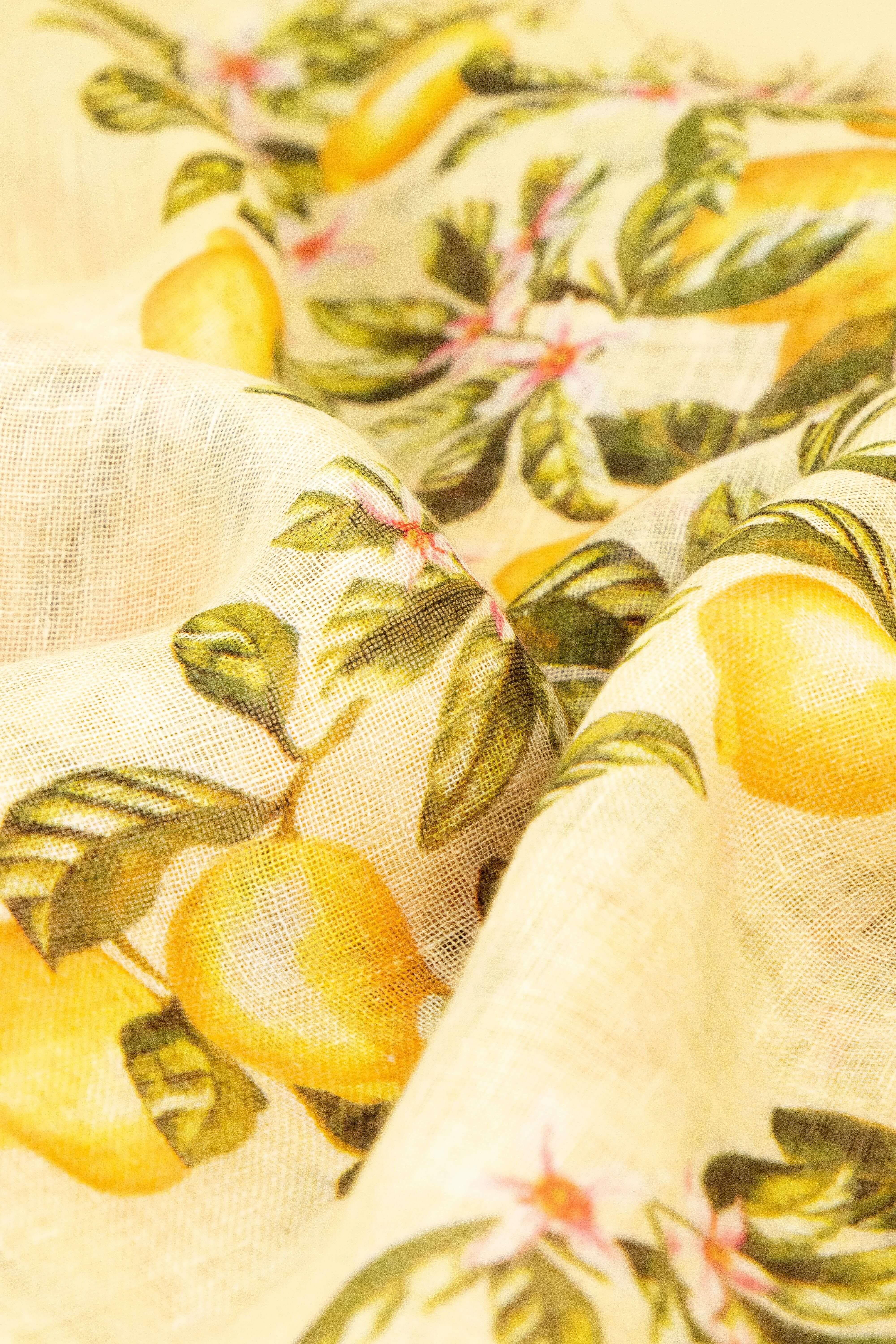 Lemons Linen Print Scarf