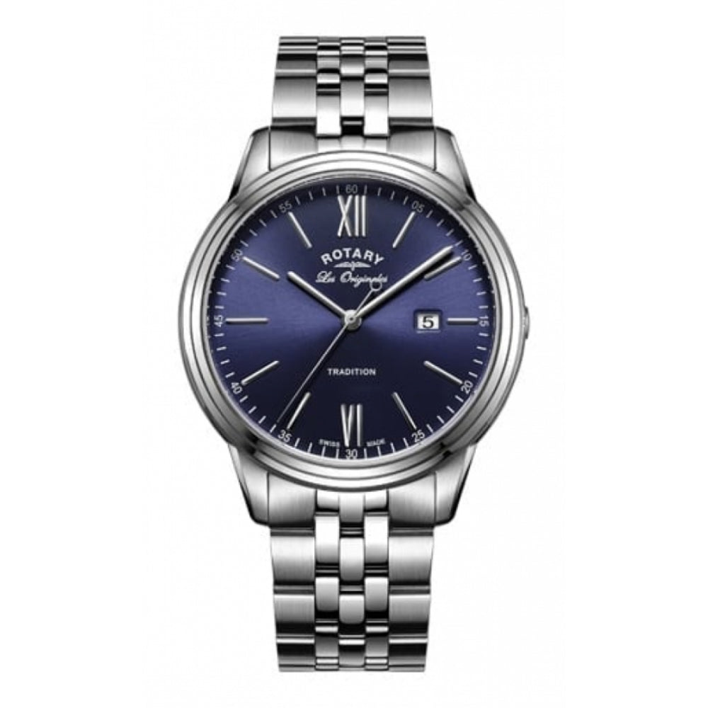 Chrome Blue Tradition Collection Blue Face Watch