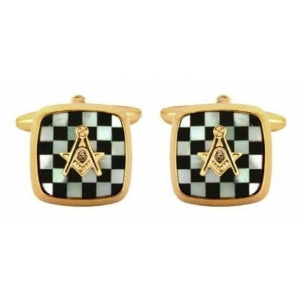 Masonic Onyx & Mother Of Pearl Cufflinks