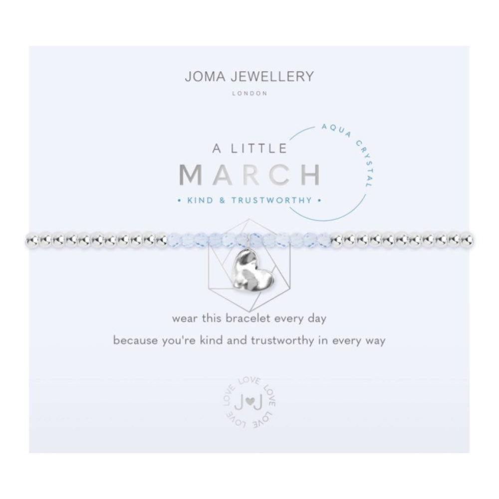 A Little | Birthstone March Aqua Crystal | Bracelet | 17.5cm Stretch