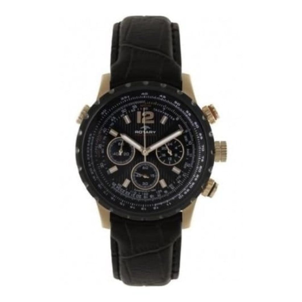 Rose Gold Steel & Leather Chronograph Watch