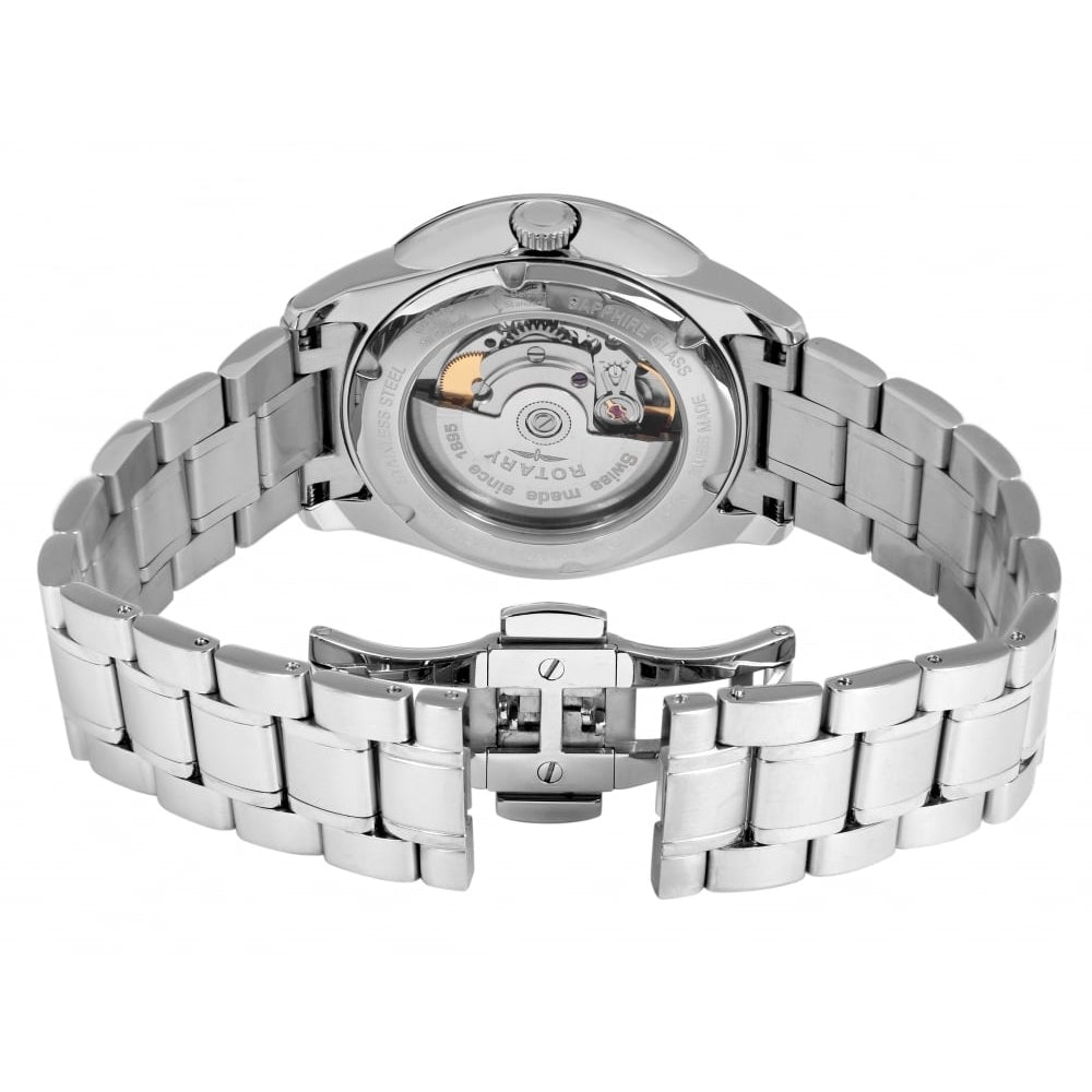 Les Originales Traditional Automatic White Face Chrome Bracelet Watch
