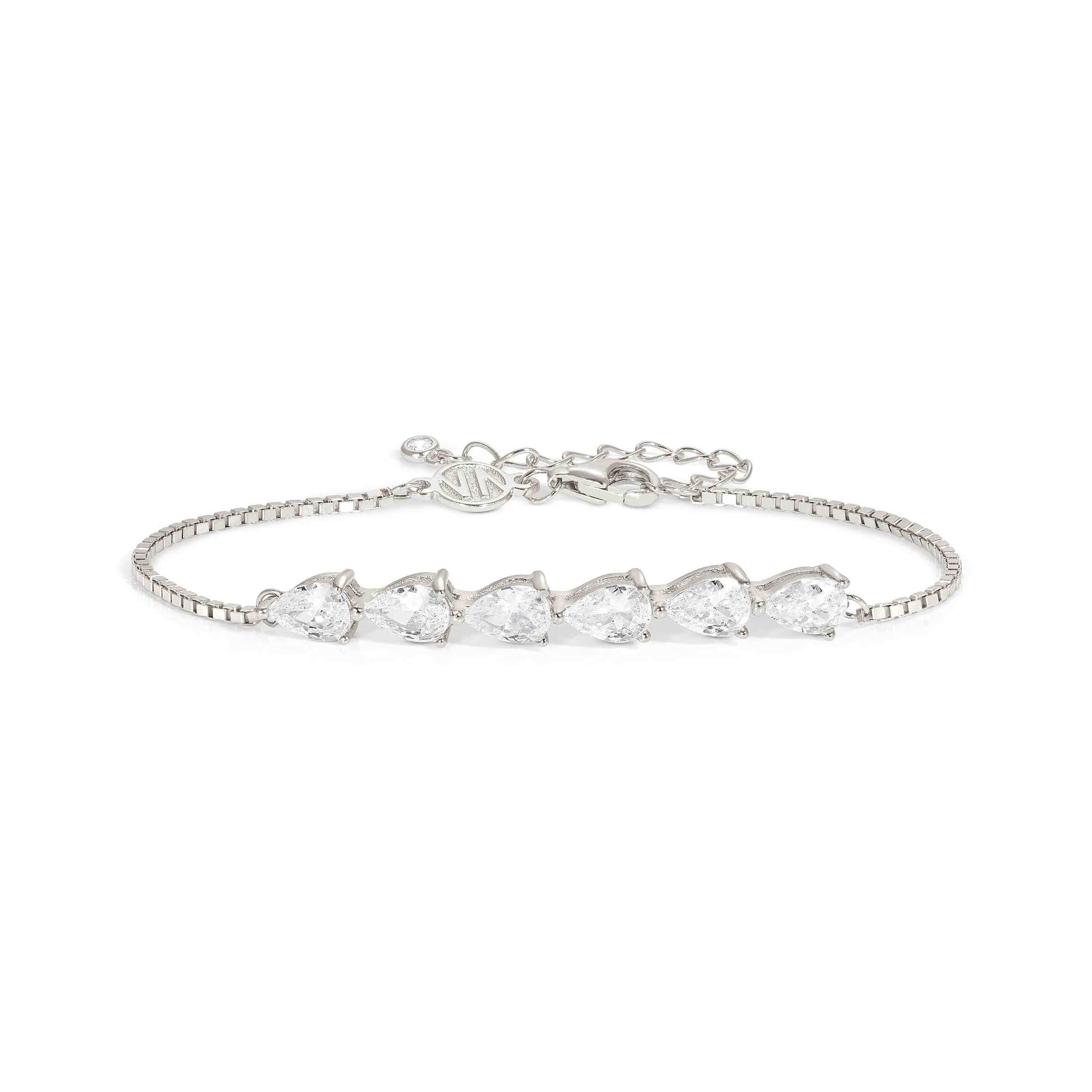 Colour Wave Bracelet In Silver & White CZ