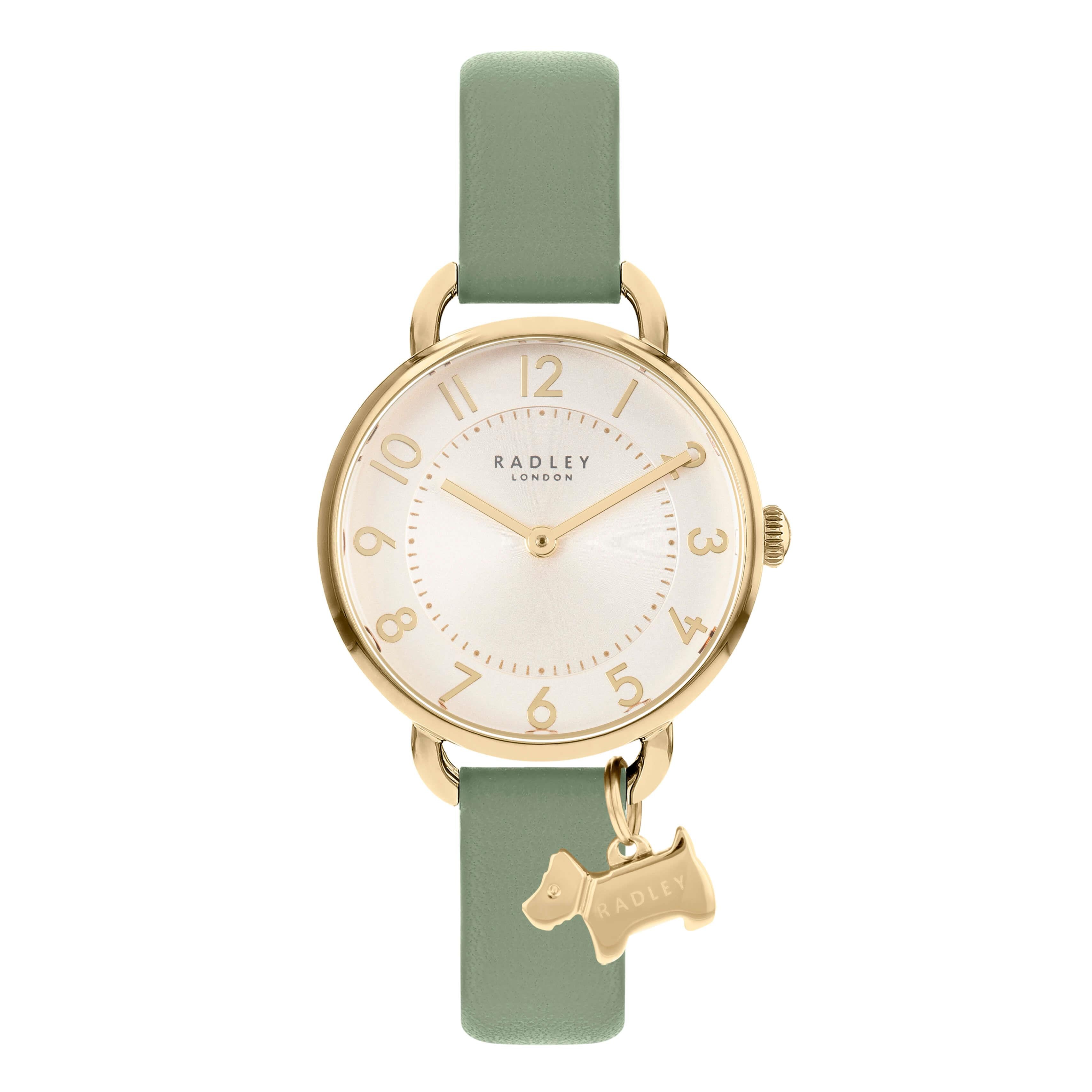 Gold Plated Open Shoulder Case Jade Strap Watch