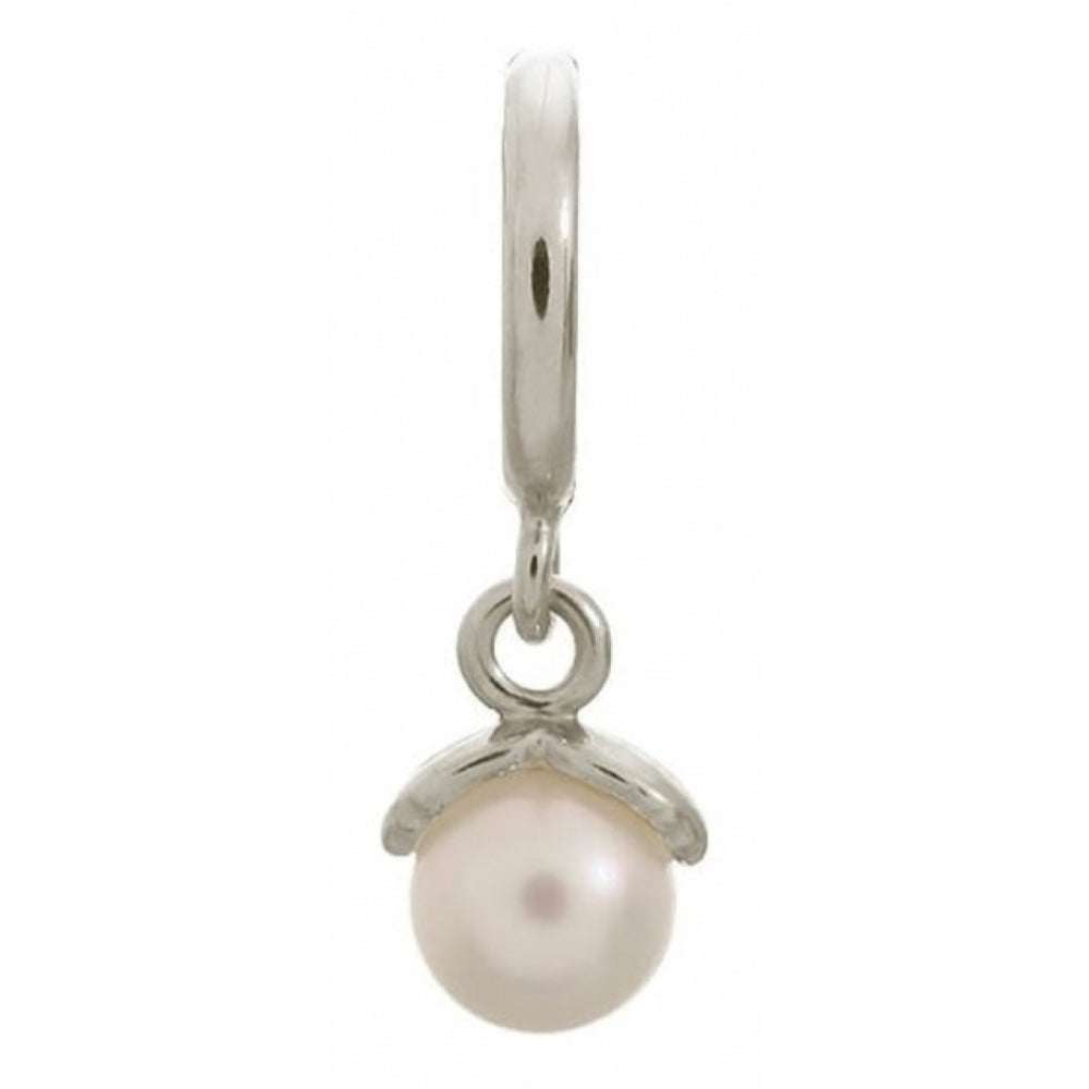 White Apple Pearl Drop Sterling Silver Charm