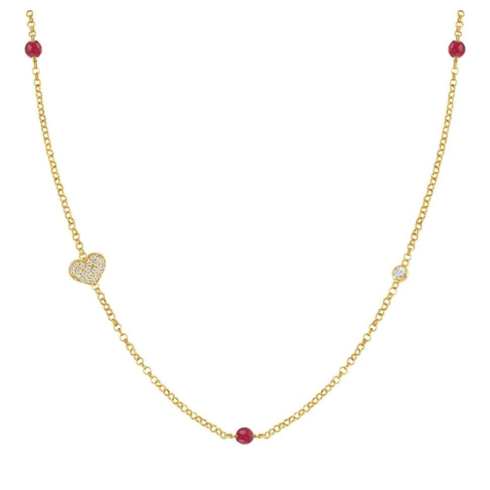 Gioie Necklace In 925 Silver, Cubic Zirconia And Jade (017_Yellow Gold Heart)