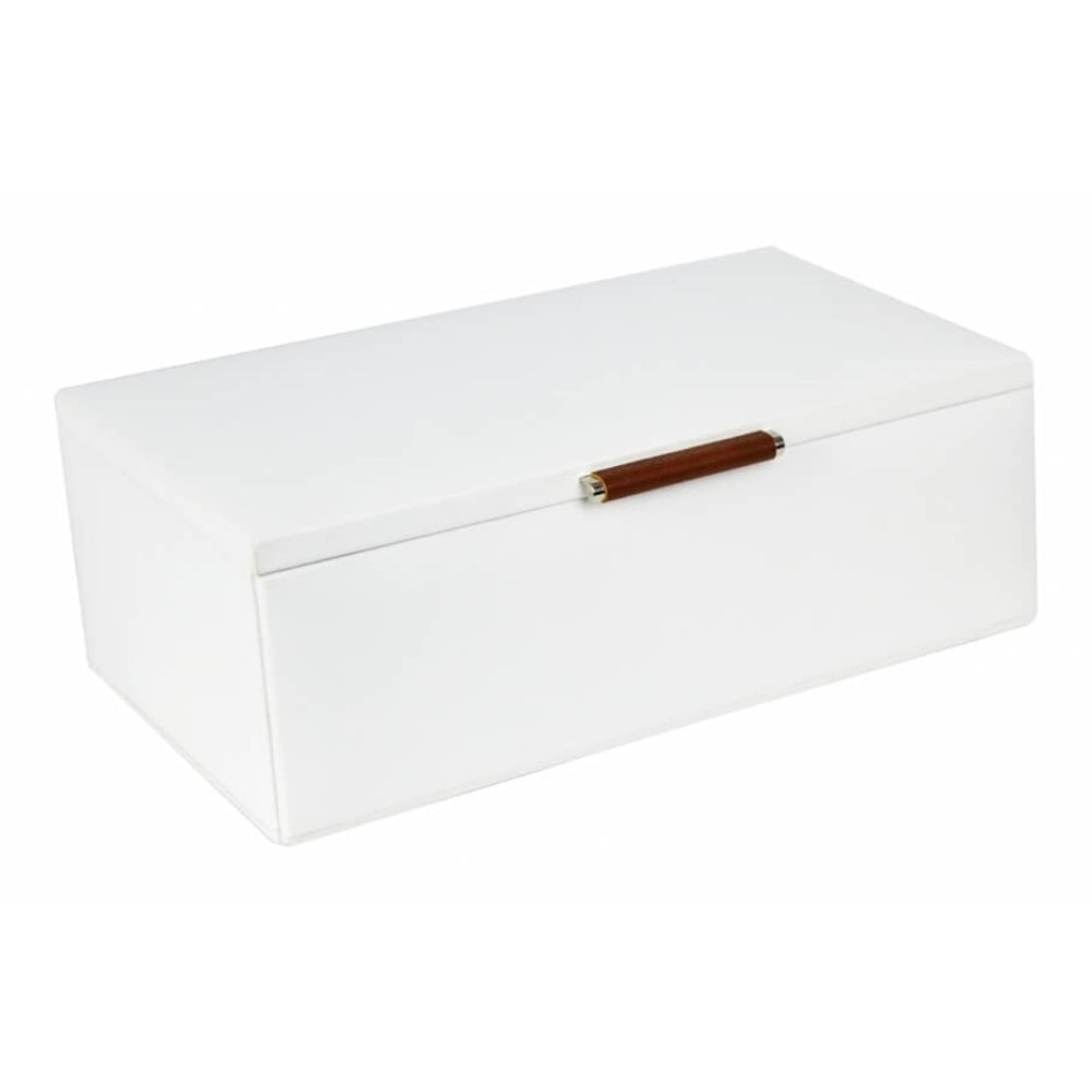 White Leather Medium Jewellery Box