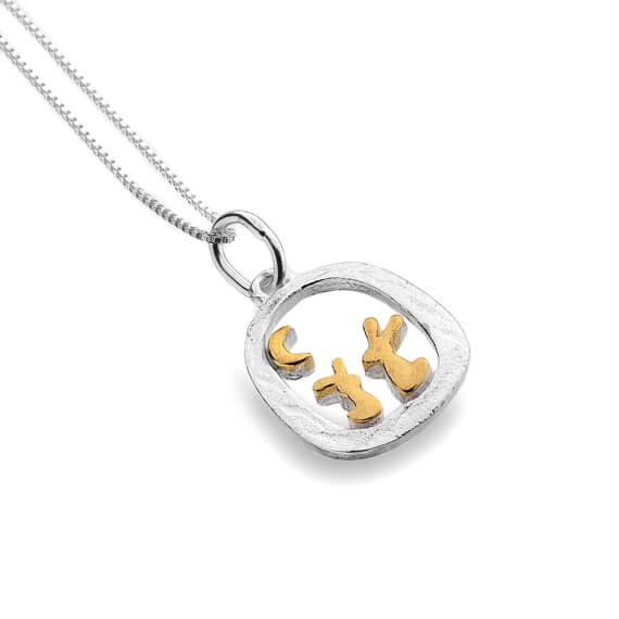 Origins Rabbits In Gold Plated Frame Pendant Necklace