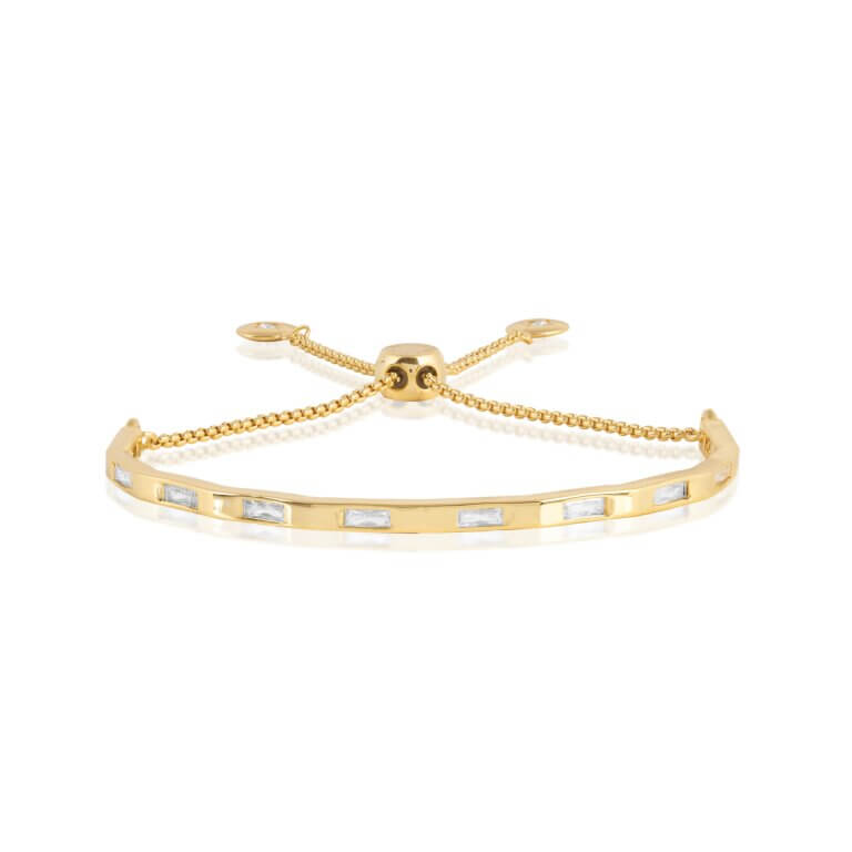 Bracelet Bar | Baguette CZ | Gold | Bangle | 20cm Adjustable