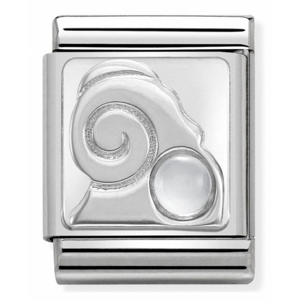 Zodiac Composable Big Stainless Steel, Sterling Silver & Gemstone Aries Charm