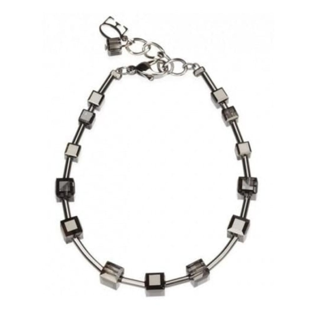 Swarovski Elements & Oxidised Stainless Steel Cubed Bracelet